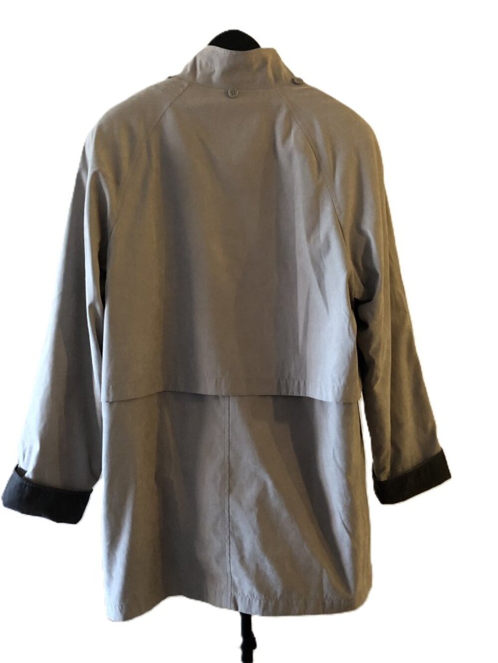 Liz Claiborne Coat Mid-Length Jacket Plaid Lining Zip Snap Button Taupe Size M - Picture 6 of 16